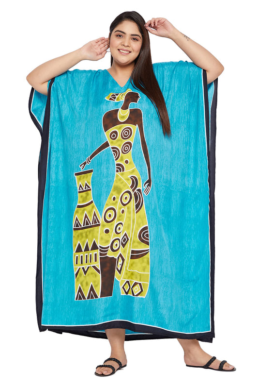 Gypsie Blu Kaftan Cover-Up Caftan for Women Kimono Tops Plus Size Evening Tunic Dashiki Dress Summer Sky Blue