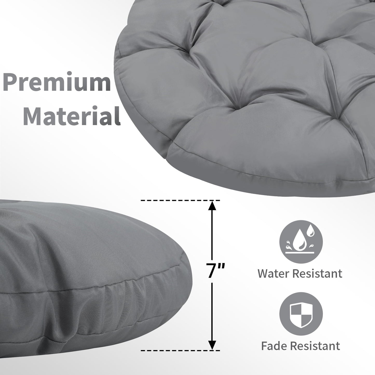 Melocadol Oversized 46" Papasan Chair, Fluid 360° Swivel with Cushion, Durable Frame for Indoor & Outdoor, Black Frame with Dark Grey Cushion