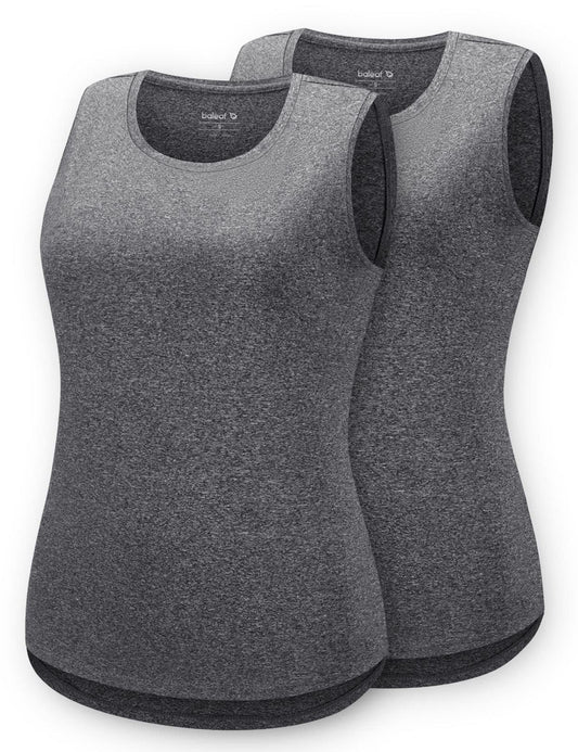BALEAF Women's Workout Tank Tops Sleeveless Running Atnletic Shirts Activewear Gym Tops Gray 2 Pack Size XS
