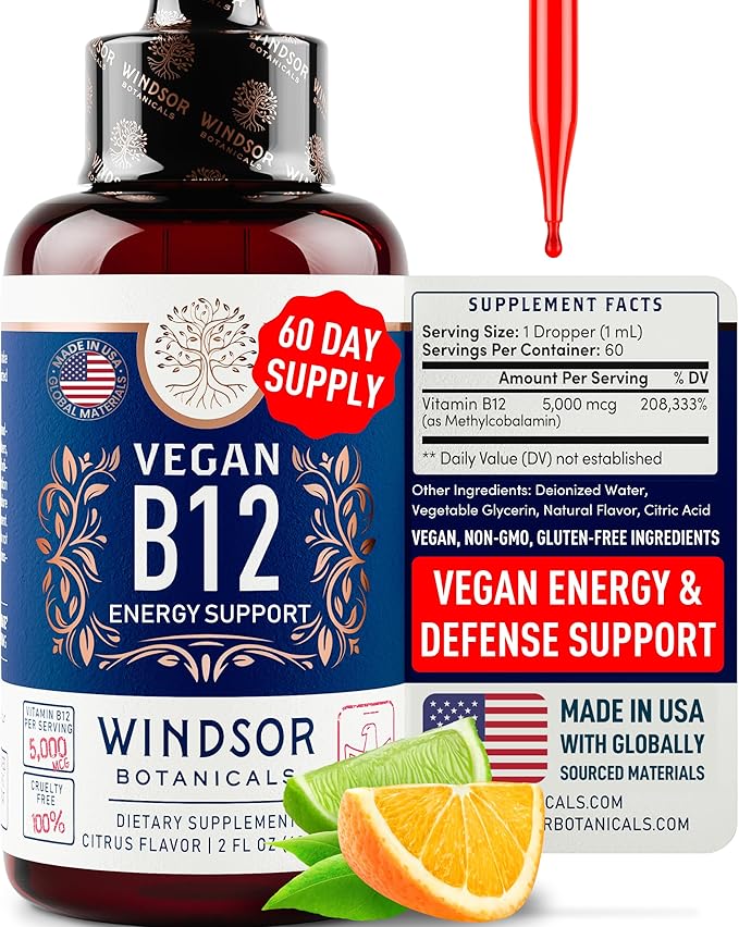 WINDSOR BOTANICALS Vegan Vitamin B12 and Male Fertility Supplement with Maca Root - Energy and Fertility Bundle