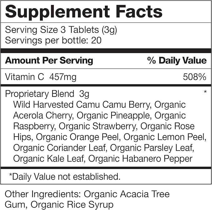 Dr. Schulze's | Super-C Plus | Vitamin C Complex | Clinical Herbal Formula | Dietary Supplement | Immunity Support | Increase Collagen Formation & Iron Absorption | 60 Chewable Tablets (1000 mg)