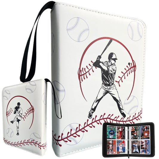 Baseball Card Binder 50 Sleeves 400 Card Holder. Sports Trading Cards Binder Album. 3 Ring Binder Card Holder. Compatible with Topps Cards. (White)