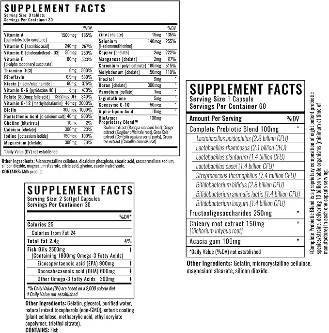 Wilderness Athlete - The Good Stuff | Daily Vitamin Pack - Multivitamin for Women & Men - Vitamin Packs for Men & Women Health - Supplement Probiotics, Omega-3 Fish Oil, & Multivitamins with Zinc