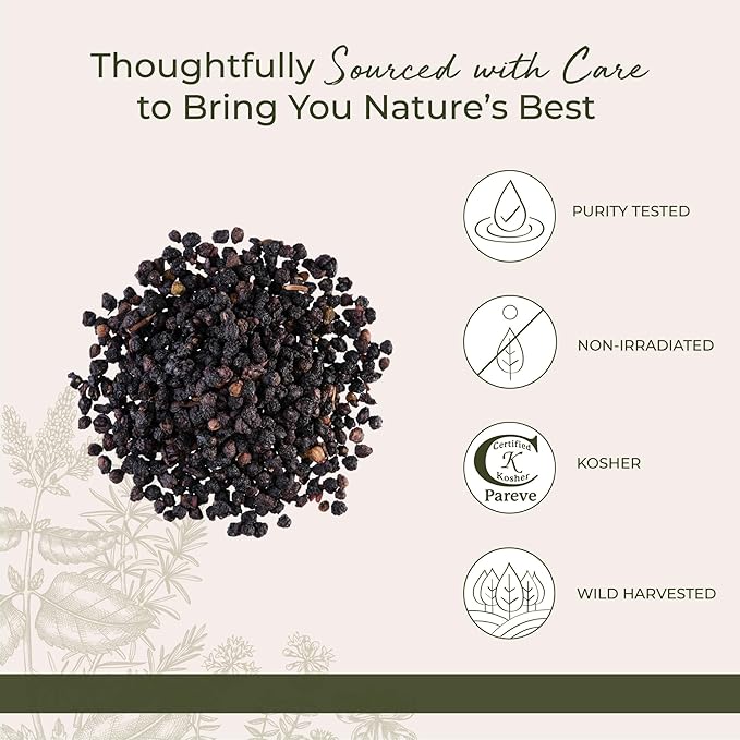 Starwest Botanicals Whole Elderberries - Dried Elderberries for Syrup, Tea, Gummies, & Jam, Immune Support, Certified Kosher, Wildcrafted Natural Berries - Bulk 1 lb Bag