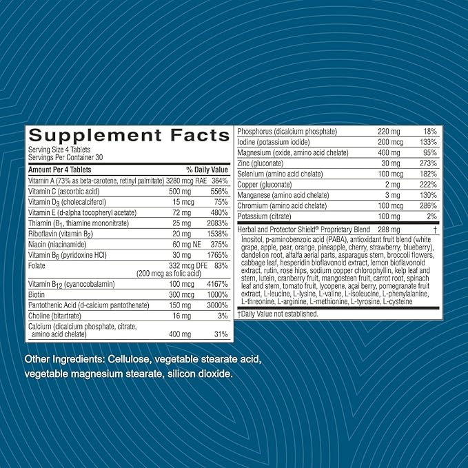 Nature's Sunshine Super Supplemental w/o Iron: Complete Multivitamin with Minerals, Antioxidants & More for Nutritional Gaps, Overall Health, Immune & Energy Support. 120 Tabs