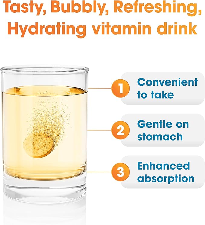 nutrazul Immune Triple Action Effervescent Tablet-1000 mg Vitamin C, Vitamin D, Zinc I Orange 20's (Pack of 3) I Gluten Free, Sugar Free, Lactose Free & Preservative Free I Maintains Immune Function