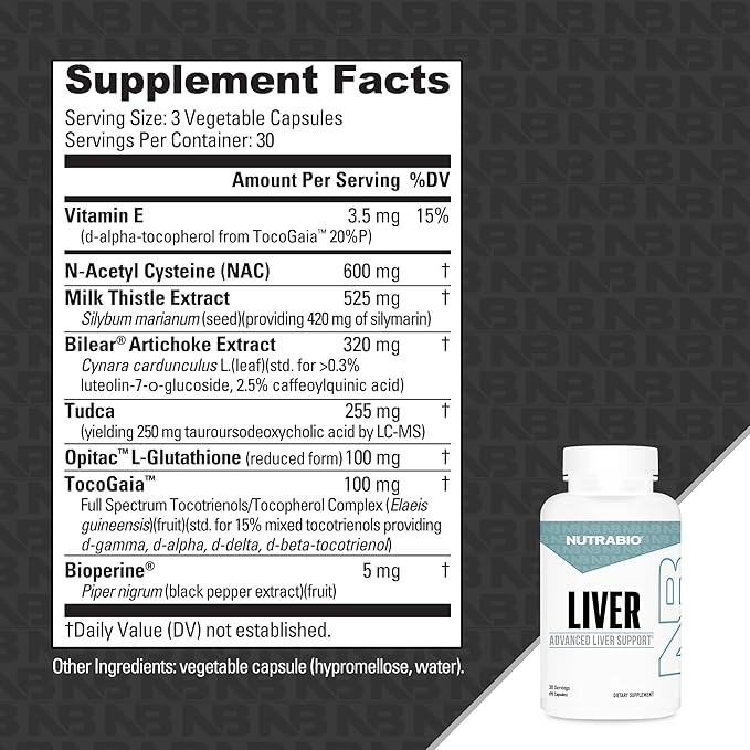 NutraBio Liver Supplement- Advanced Liver Support with Milk Thistle, Glutathione, Tudca- Antioxidant, Detox, & Cleanse - 90 Capsules