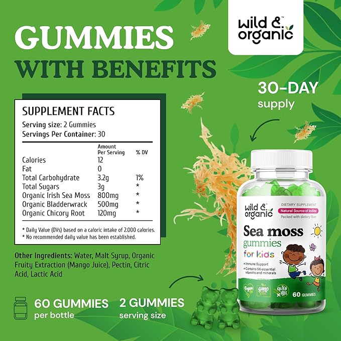 Wild & Organic Sea Moss Gummies for Kids & Immune Support Gummies