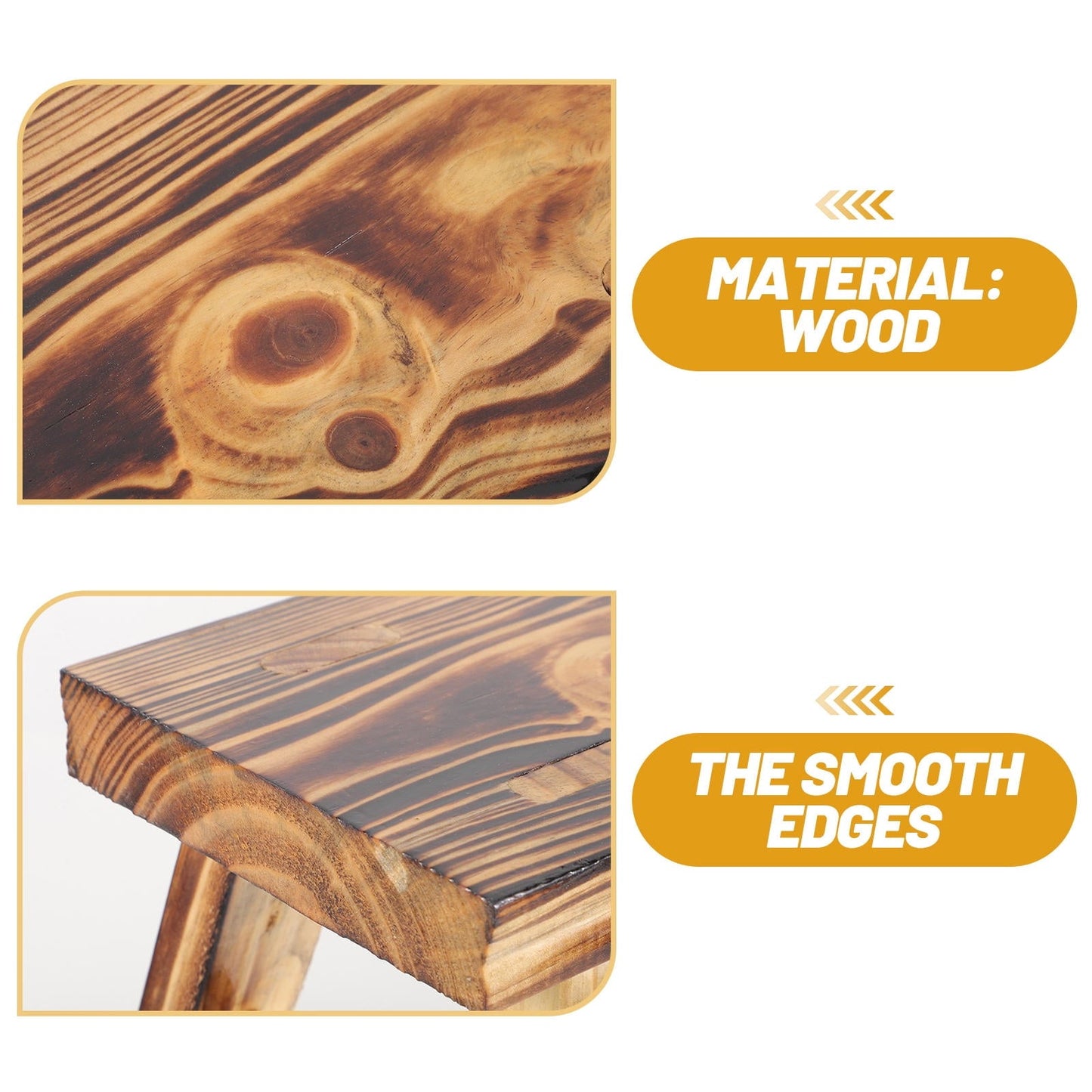 PTOOTP Comfortable Kids Low Stool Light Brown Wood Material Portable and 12.5 Inches High