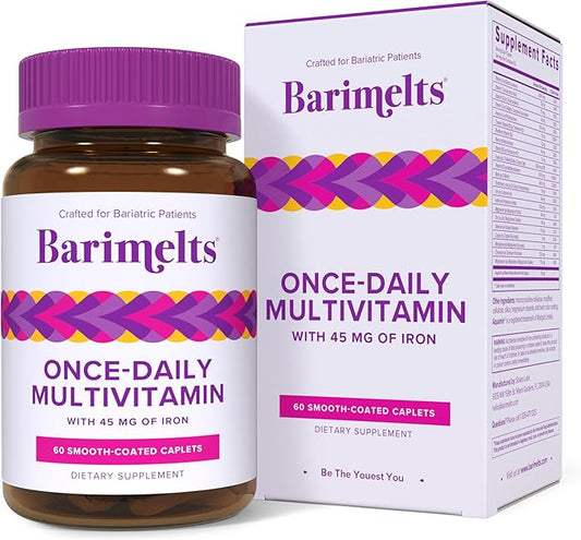 BariMelts Once Daily Bariatric Multivitamin with Iron, 60 Easy-Swallow Caplets (2-Month Supply), Multivitamin for Women, Multimineral Complex, Supports Nutrition After Bariatric Surgery