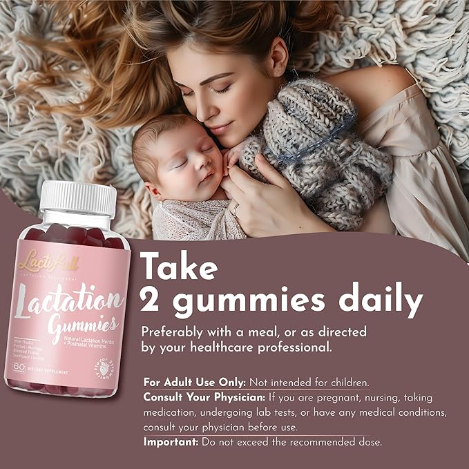 Milk Multiplier Lactation Postpartum Gummies - Postnatal Support Vitamins Supplement for Nursing Breastfeeding Mom Mother - Increase Milk Supply Production Multivitamins for Women