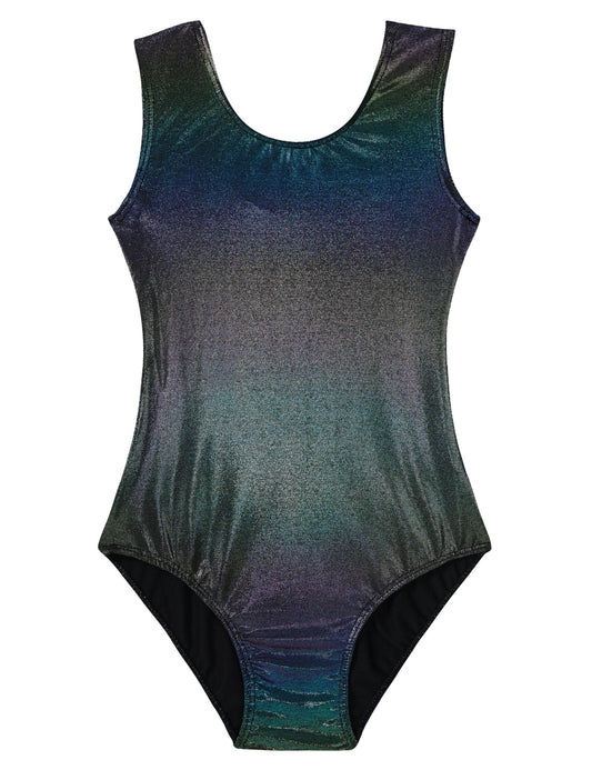 Domusgo Gymnastics Leotards for Girls 5-6 Years Old Rainbow Black Sparkly One Piece Tumbling Outfits