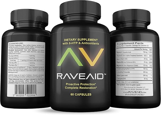 Trusted Since 2011 - Prevent Comedowns, Reduce Jaw Clenching, Neurotoxicity Protection | Party & Rave Recovery Cure & Supplement (60 Capsules)