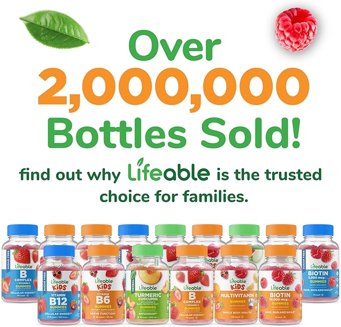 Lifeable Vitamin D3 K2 Gummies for Adults | 1000iu D3 and K2 100mcg | Great Tasting D3 and K2 Supplements | for Bone Health and Immunity | VIT D3 K2 for Adults, Men, and Women | 60 Gummies