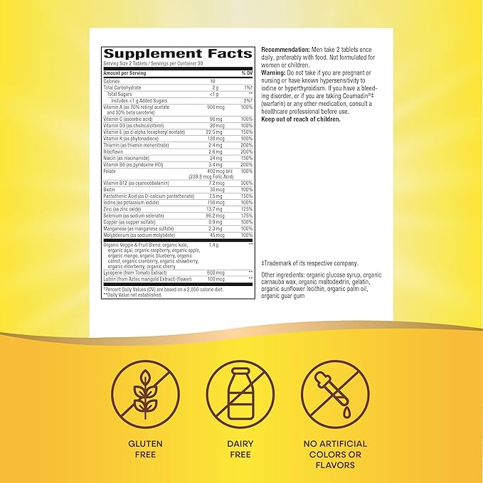 Nature's Way Alive! Garden Goodness Men's Multivitamin, One Serving of Veggies and Fruits**, High Potency B-Vitamins, 60 Tablets