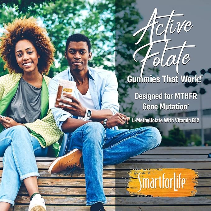 Smart for Life L-Methylfolate Gummies with Vitamin B12 Raspberry Flavor - 15mg - 60 Gummies - Active Folate 5 MTHFR Support Supplement Professional Strength - Doctor Designed Methyl Folate