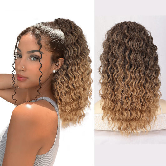 AISI BEAUTY Curly Ponytail Extension Drawstring Ponytail for Women 18 Inch Fake Ponytail Synthetic Clip in Pony Tails Hair Extensions