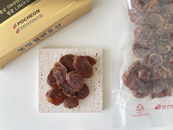 Pocheon 300g(10.6oz) 6Years Korean Panax Red Ginseng Slice with Honey, Saponin, Natural Immune Support