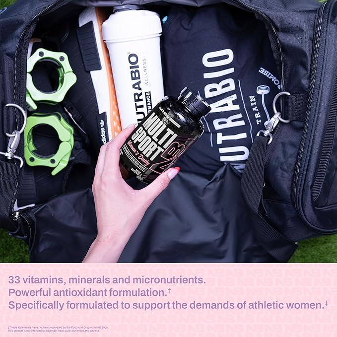 NutraBio Multisport for Women - Womens MultiVitamin - 33 Vitamins, Minerals, Micronutrients - Rich in Antioxidants - Supports Peak Athletic Performance, Energy, Metabolism (120 Vegetable Capsules)