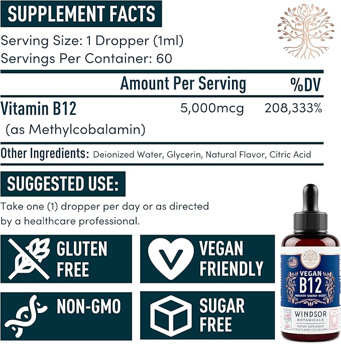 WINDSOR BOTANICALS Vegan Vitamin B12 and Male Fertility Supplement with Maca Root - Energy and Fertility Bundle