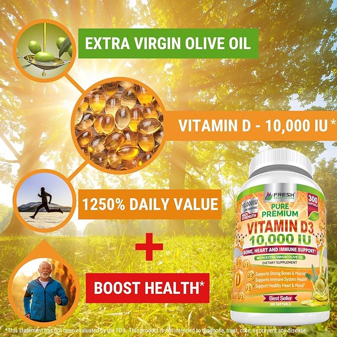FRESH HEALTHCARE Chlorella and Vitamin D3 10,000 IU - Bundle