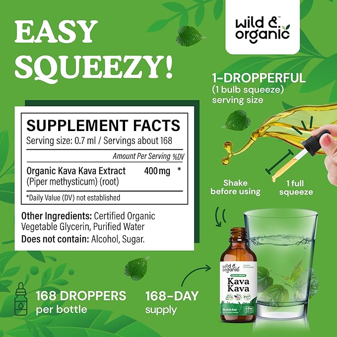 Wild & Organic Kava Kava Tincture 4 fl oz & Lemon Balm Tincture 4 fl oz
