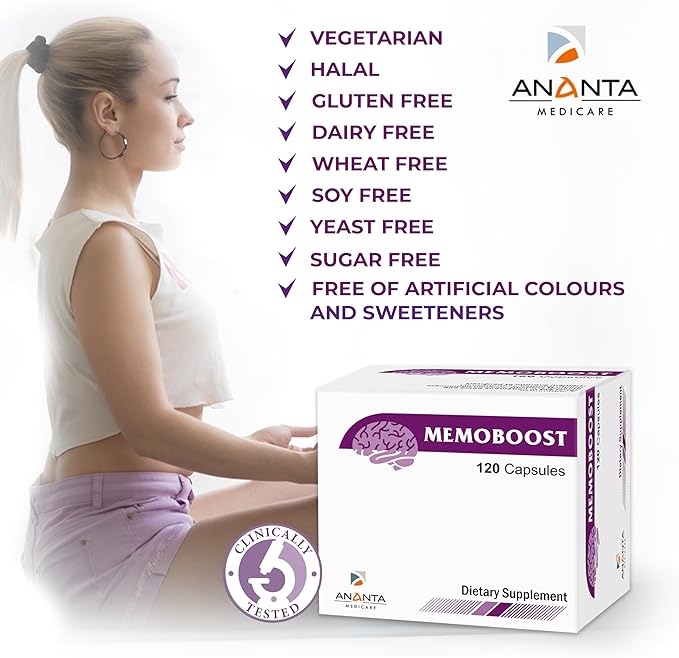 MEMOBOOST Ananta Medicare – Herbal Dietary Supplement (120 Capsules)