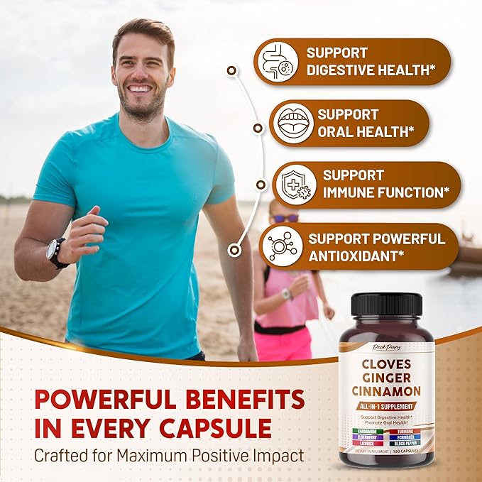 Ultra Cloves with Ginger & Cinnamon - All-in-1 Supplement for Digestive & Oral Health Support - Made in The USA - 150 Capsules