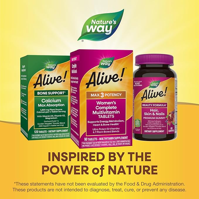 Nature's Way Alive! Max3 Potency Women's Complete Multivitamin, Supports Energy Metabolism, Heart & Bone Health*, with B-Vitamins Including Methylated B12 and Folate, 90 Tablets