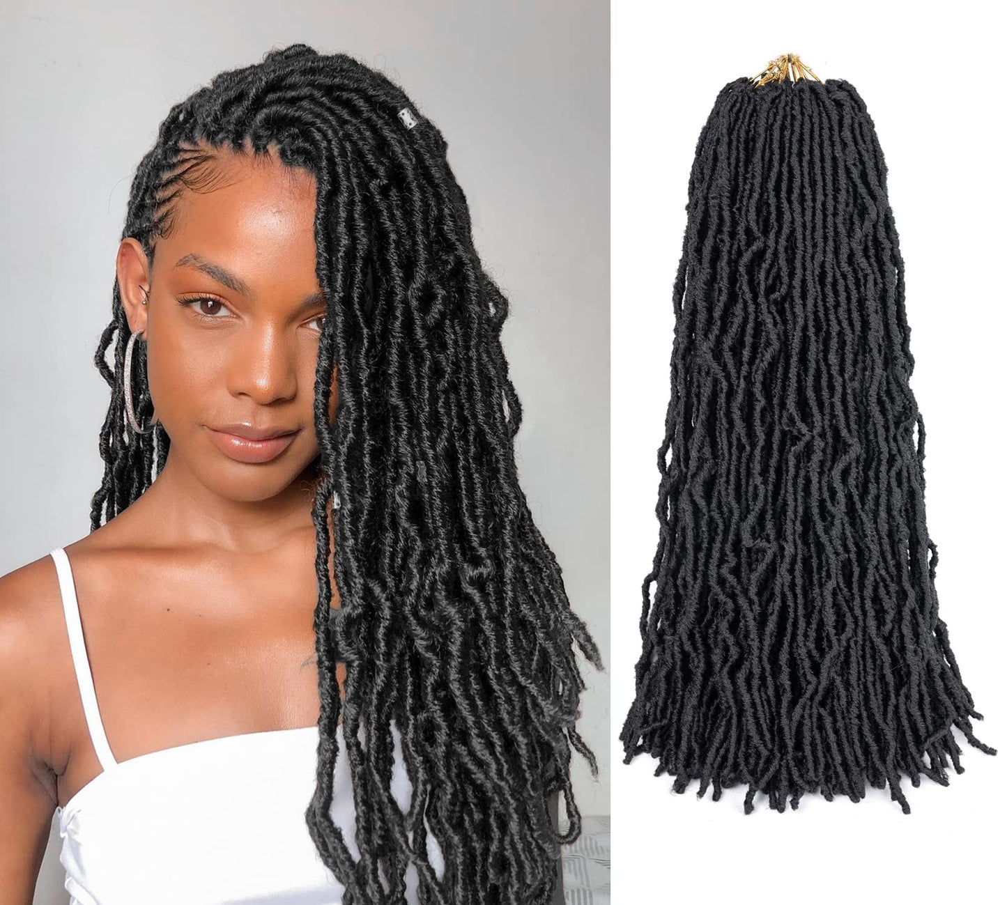Faux Locs Crochet Hair Soft Locs 18 inch 7 Packs Short Pre Looped Crochet Locs Goddess Locs Crochet Hair For Black Women Braiding Hair Extensions (18 Inch (Pack of 7), 2#)