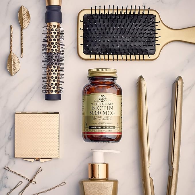 Solgar Biotin 5000 mcg - Promote Healthy Skin, Nails & Hair - Supports Energy Production, Protein, Carbohydrate & Fat Metabolism - Vitamin B - Non GMO, Vegan, Gluten Free - 100 Servings, Unflavored, Standard Packaging, 100 Count