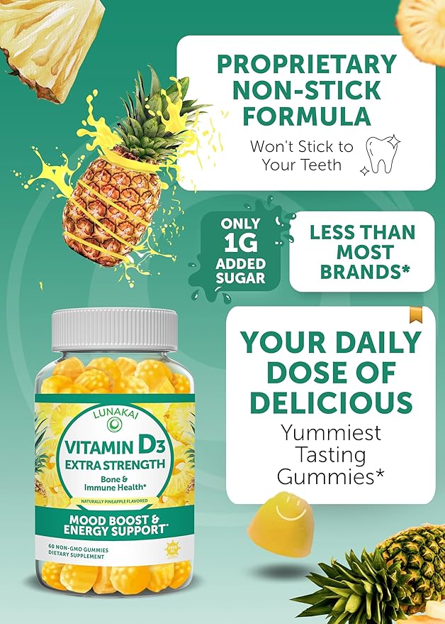 Lunakai Biotin and Vitamin D3 Gummies Bundle - Hair Skin and Nails Growth Gummies with Vitamin C and E - Immunity, Bone and Mood Support Supplement - 30 Days Supply