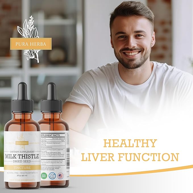 Milk Thistle Liquid Extract – Alcohol-Free Milk Thistle Tincture – Vegan, Non-GMO – Made in USA – 2 fl oz