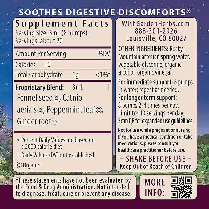 WishGarden Herbs Digestive Rescue GI Normalizer - All-Natural Herbal & Organic Digestive Relief Tincture with Peppermint Leaf, Ginger Root and Fennel Seed, Quickly Soothes Digestive Discomforts, 4oz