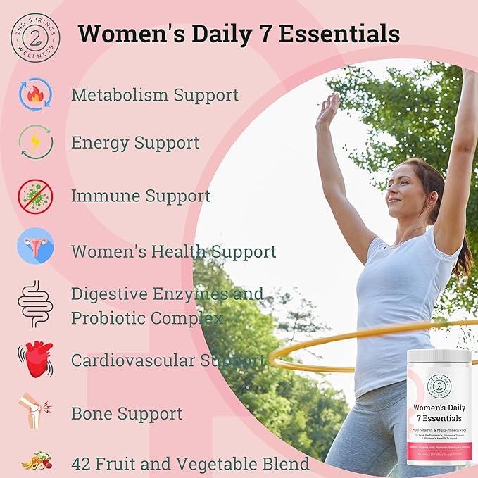 Women's Daily 7 Essentials & Sleep Well Bundle - Complete Multivitamin Pack with Sleep Well
