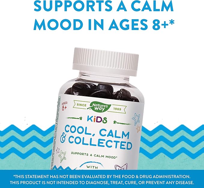 Nature's Way Kids Cool, Calm & Collected Gummies for Ages 8 and Over, Grape Flavored, 40 Gummies
