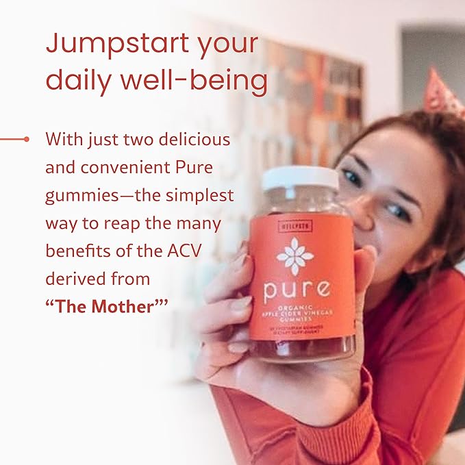 WellPath Pure Organic Apple Cider Vinegar Gummies from The Mother (3 Pack) - Made with Ginger for Gut Health | Vegan, Non-GMO, 180 Ct