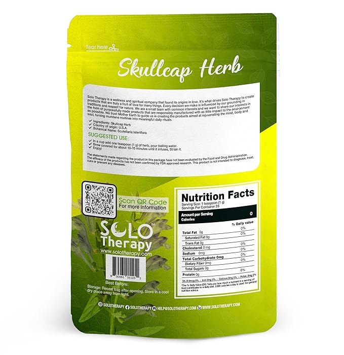 Skullcap Herb 28 Grams - Skullcap Tea - Skullcap Dried Herb- Scutellaria lateriflora Resealable Bag (Skullcap Herb)