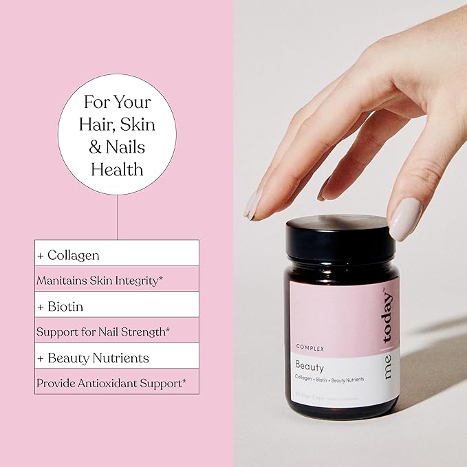 Beauty Supplement, for Hair, Skin and Nails, 60 Capsules, with Vitamin C, Collagen, Biotin and Zinc
