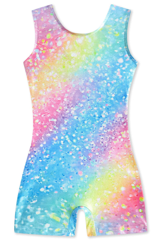 Funnycokid Gymnastics Leotards for Girls Dance Outfits Unitard Sparkly Clothes with Shorts, diamond 01, 5-6 Years