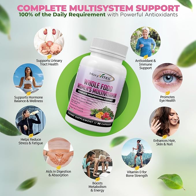 Methylated Multivitamin for Women with Iron - Womens Multivitamin with 44 Organic Whole Food & Fermented Nutrients - Daily Vitamin for Women Complete Multisystem Support, 90 Vegan Caps, Non GMO