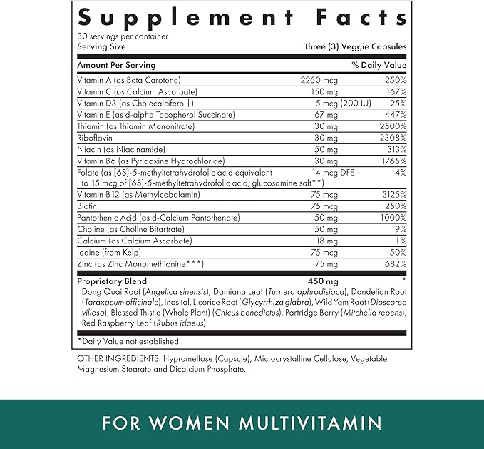 MICHAEL'S Health Naturopathic Programs for Women Multivitamin ? 90 Vegetarian Capsules ? Support for Energy, Hair, Skin and Nails ? 30 Servings