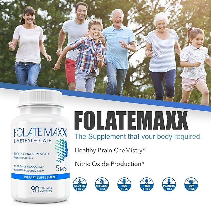 FolateMaxx L-Methylfolate 5 mg 90 Capsules Professional Active Folate Non-GMO, Gluten Free Methyl Folate, 5-MTHF