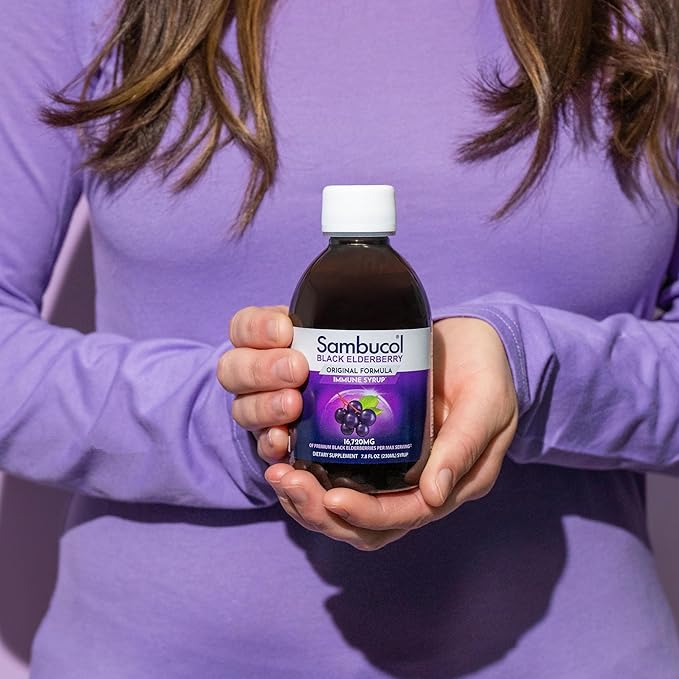 Sambucol Black Elderberry Syrup - Sambucus Elderberry Syrup, Black Elderberry Liquid, Immune Support, Elderberry Syrup for Kids and Adults, High Antioxidants, Gluten Free - Original Formula, 4 Fl Oz