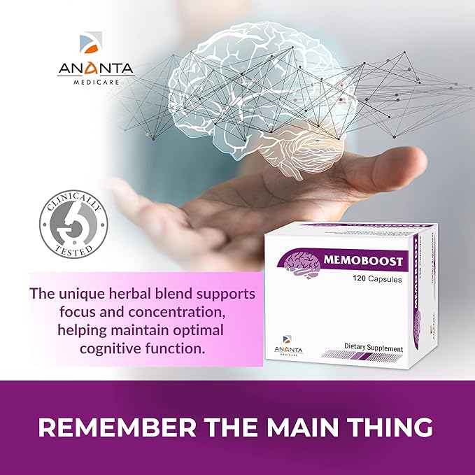MEMOBOOST Ananta Medicare – Herbal Dietary Supplement (120 Capsules)