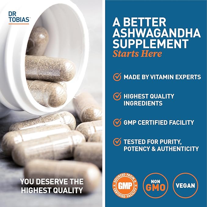 Dr. Tobias Adult Multivitamins and Ashwagandha Capsules, Support Overall Wellness & Balanced Energy & Resilience, Vegan, Non-GMO