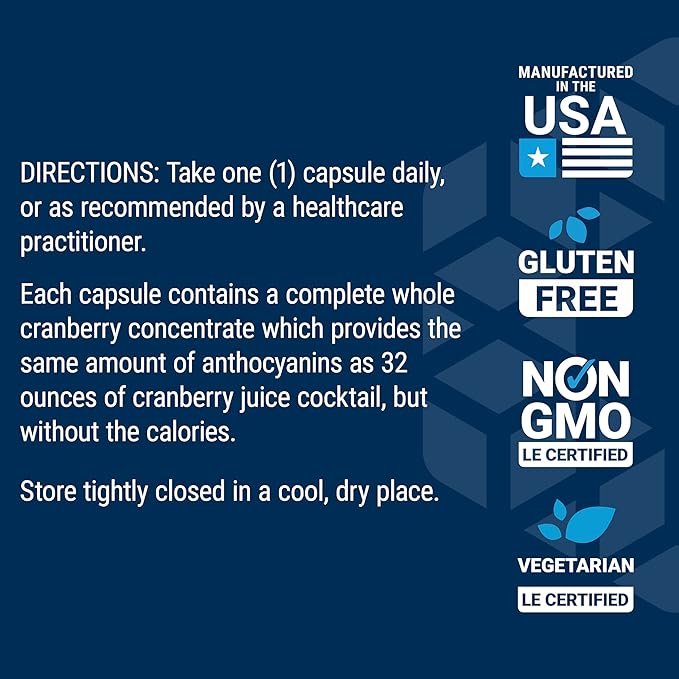 Life Extension Cran-Max®, 500 mg, Cranberry Whole Fruit Concentrate, Promotes Urinary Tract Health with Powerful antioxidants, Gluten-Free, Vegetarian, Non-GMO, 60 Capsules