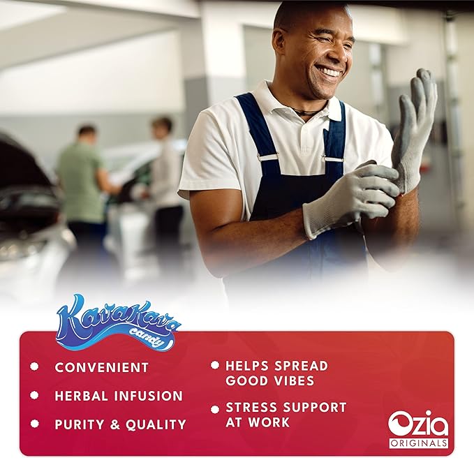 Ozia Originals Kava Kava Candy - 8 Kava Candies Per Pack, Kava Extract Stress Relief Supplement, Natural Kava Root Chill Happy Pill, Encourages Positive Mood - Ginger Mint Flavor, 1 Box (12 Packs)