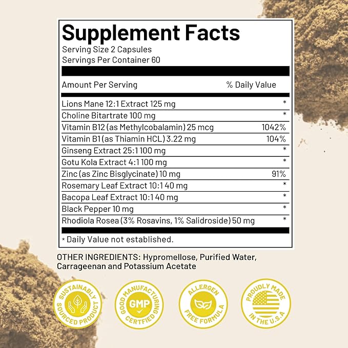 Vegan Vitality Brain & Body Balance Bundle: 120 Lions Mane Mushroom Nootropic Brain Support Supplement and 60 Vegan Vitamin D3 + K2 4000IU (100mcg)