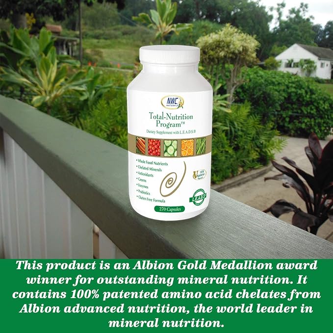 NWC Naturals Total-Nutrition Program Multivitamin with Enzymes Plus Prebiotics and Probiotics Supplement, Complete Care for Men and Women, Vegetarian Natural Whole Food Vitamins, 270 Capsules